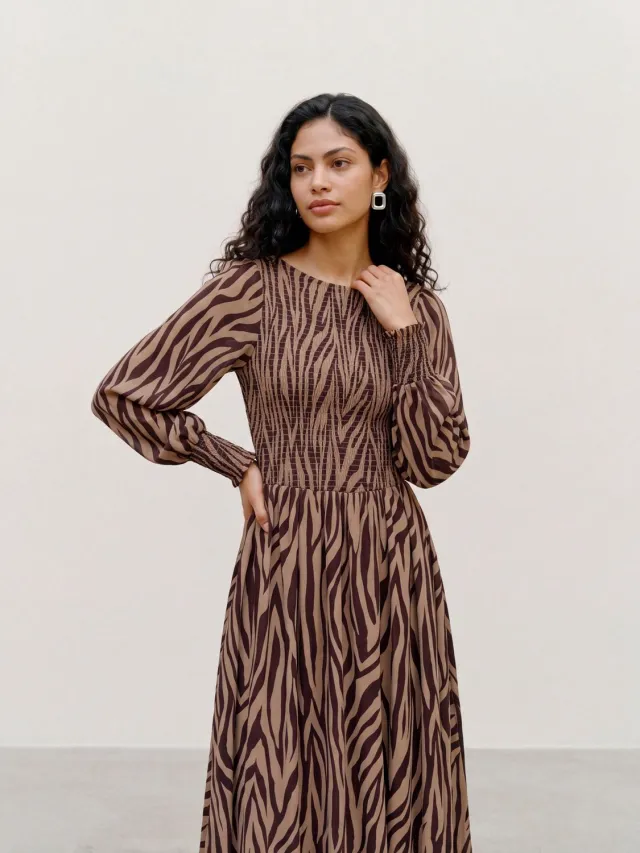 Vero Moda Jurk VMLINDA Midi-jurk Chocolate Torte 2