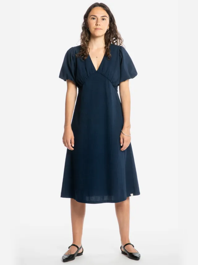 MATONA dames vegan Jurk V-Hals Marineblauw Extra donkerblauw