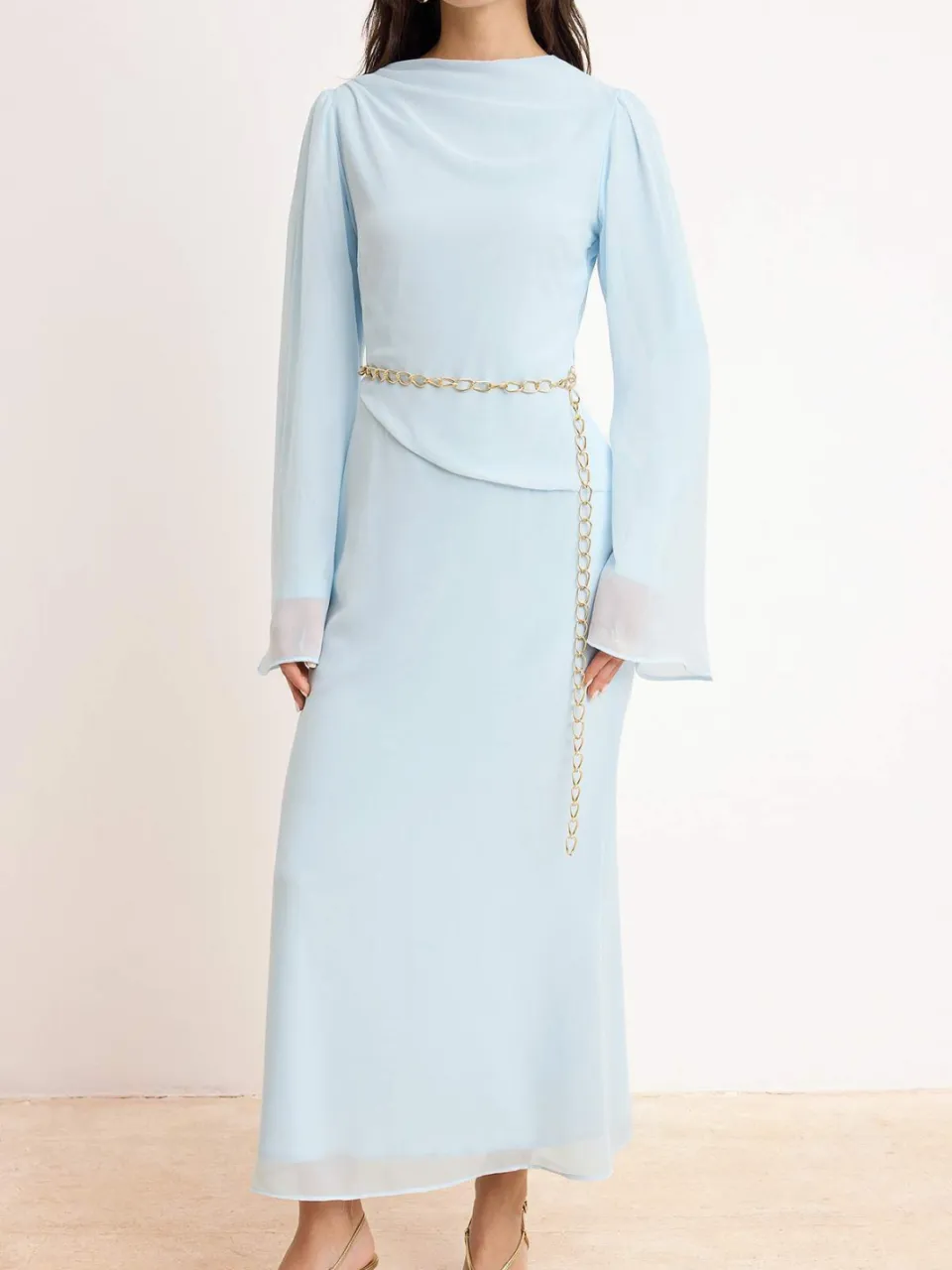 Turkishsouq Dames platte maxi lange chique/nacht A-lijn hijabjurk blauw, foto 2