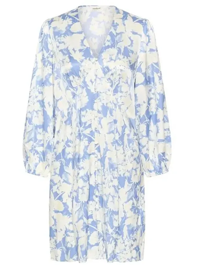 SOAKED IN LUXURY Dames lange mouwen jurk met print Soaked in Luxury Becca Blauw