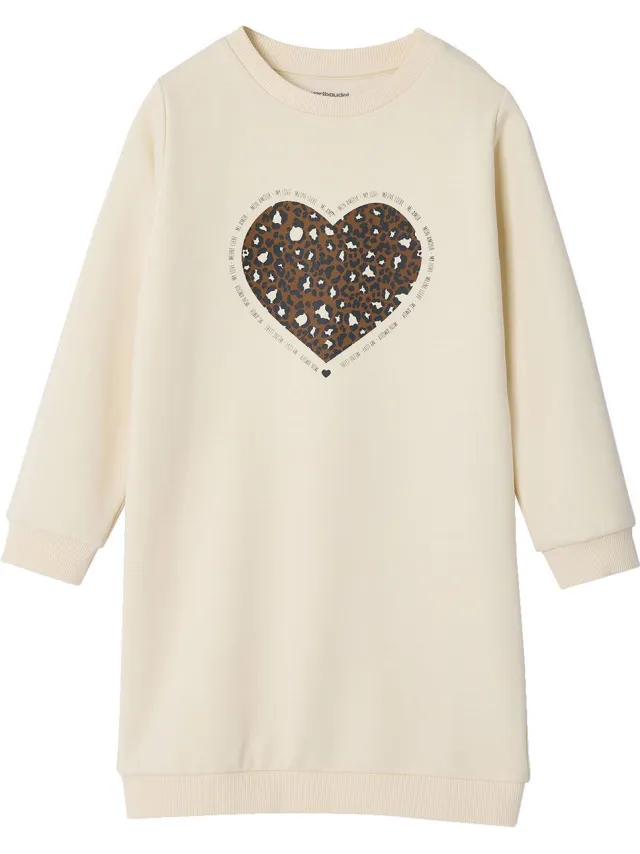 vertbaudet Basics fleece meisjesjurk ecru