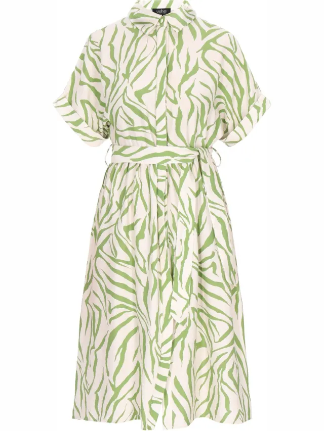 Usha Dress offwhite green