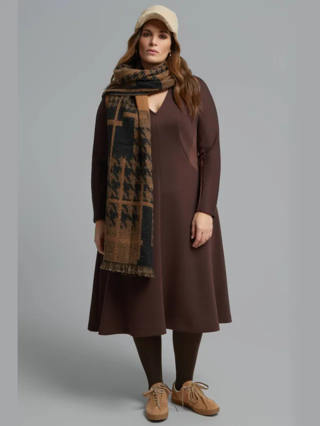 Mat Fashion Plus Size midi A-lijn jurk - donkerbruin
