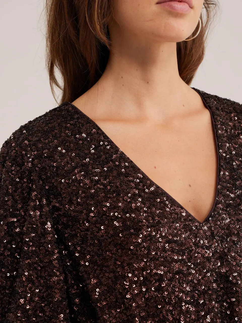WE Fashion korte glitterjurk met pailletten - donkerbruin, foto 4