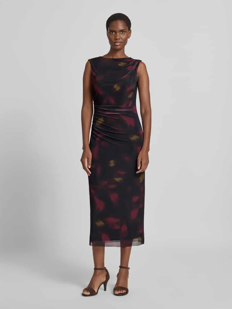 Zero Slim fit midi-jurk met all-over bloemenmotief Zwart