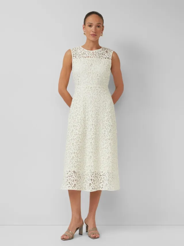 S.Oliver female - Mouwloze kanten midi-jurk crème