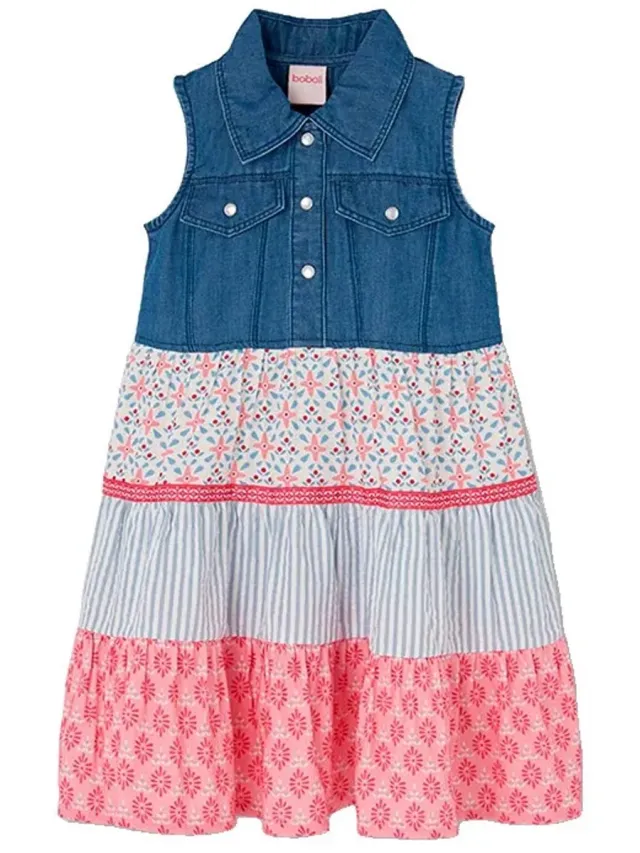 boboli 303130 Mouwloze Jurk Blauw 4 Years Meisje Blue