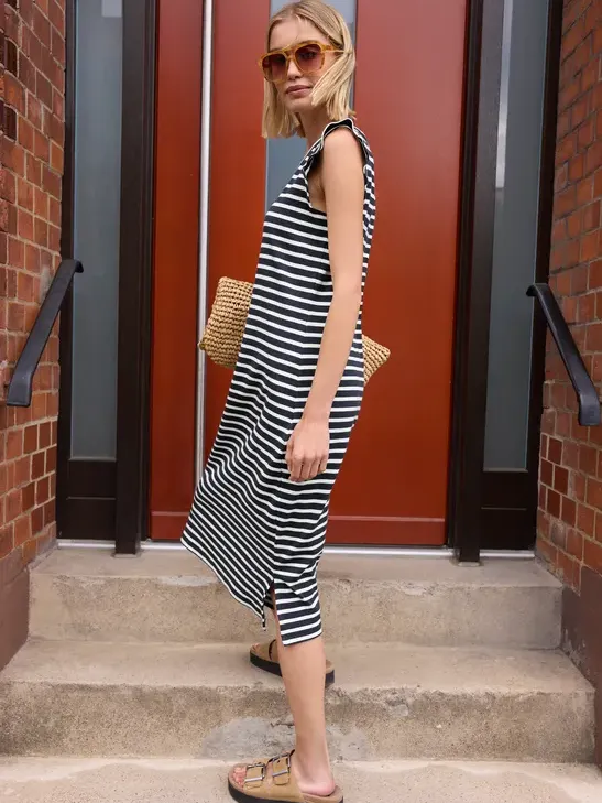 Street One Studio Midi-jurk met ronde hals en strepen blauw, foto 2