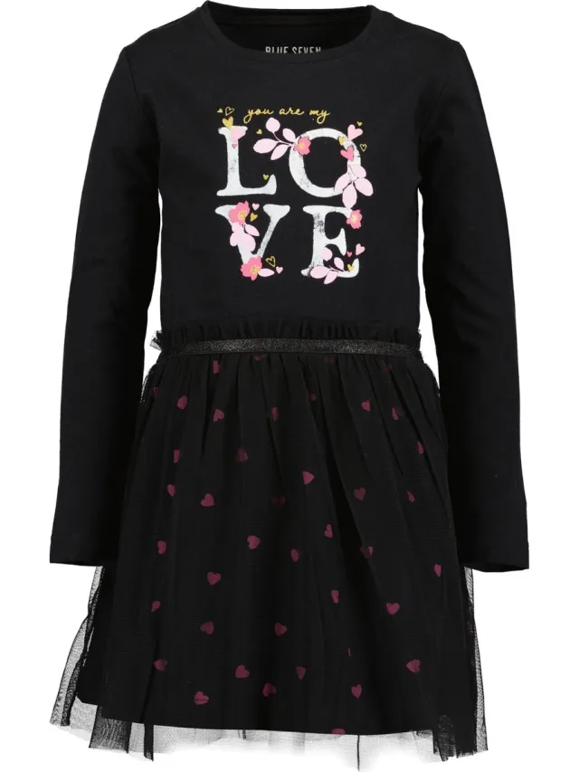 Blue Seven HEARTS Meisjes Jurk - zwart