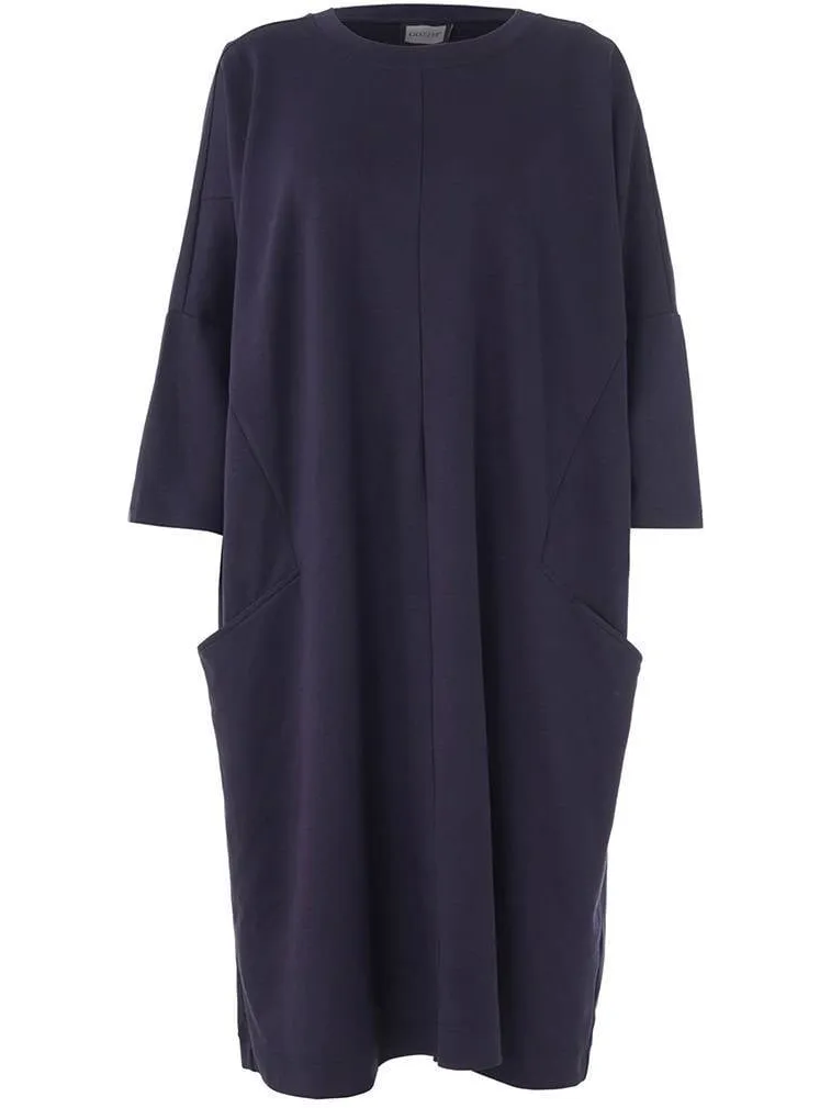 Gozzip Plus Size midi jurk - donkerblauw, foto 2