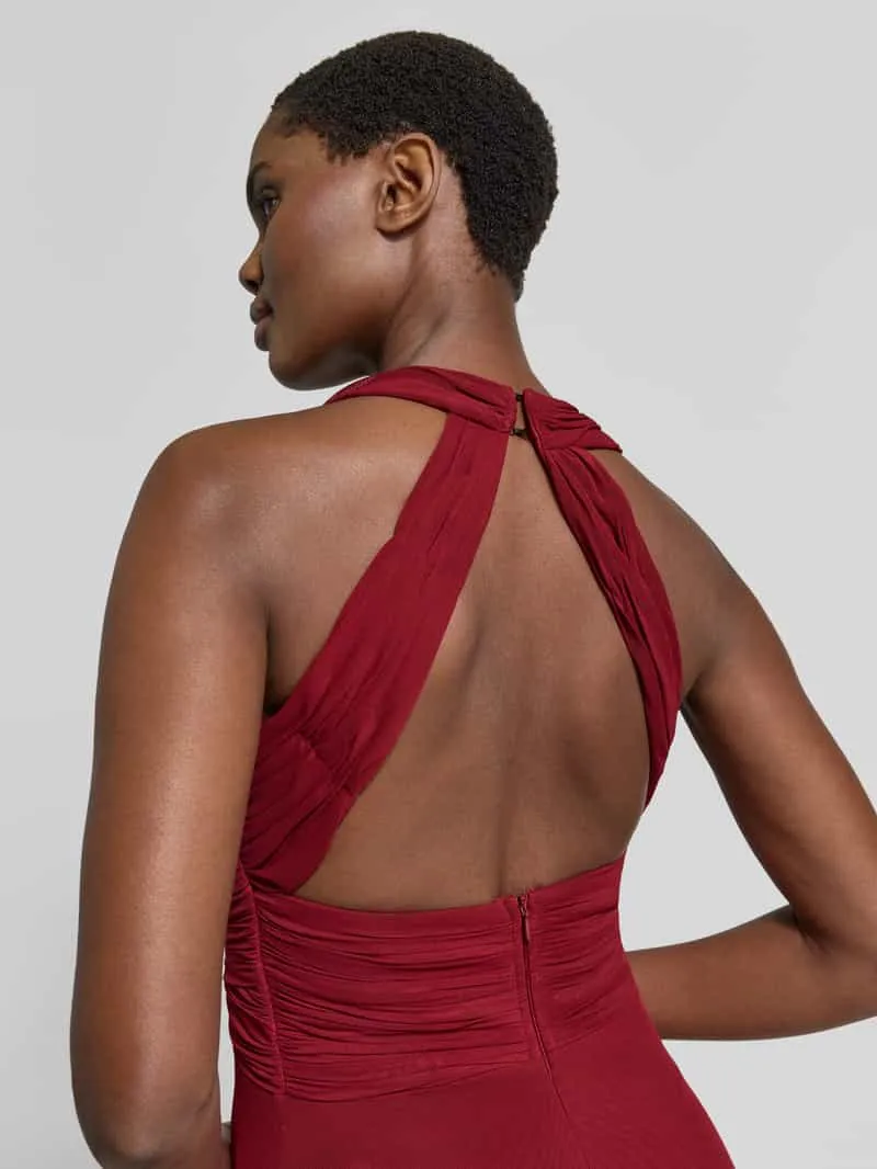 TROYDEN COLLECTION Avondjurk met halter en plooien bordeaux, foto 2