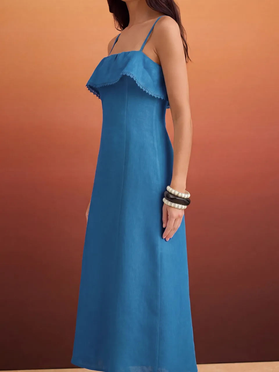 Trendyol TRENDYOLMİLLA Dames Blauw Effen Midi Mouwloos A-lijn Jurken, foto 2