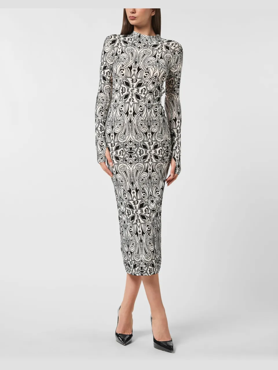 Philipp Plein Lange Jurk Gothic Plein Nude