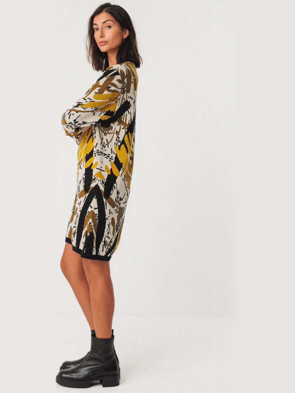 Skfk dames vegan Gebreide Jurk Aiza Veelkleurig beige, foto 2