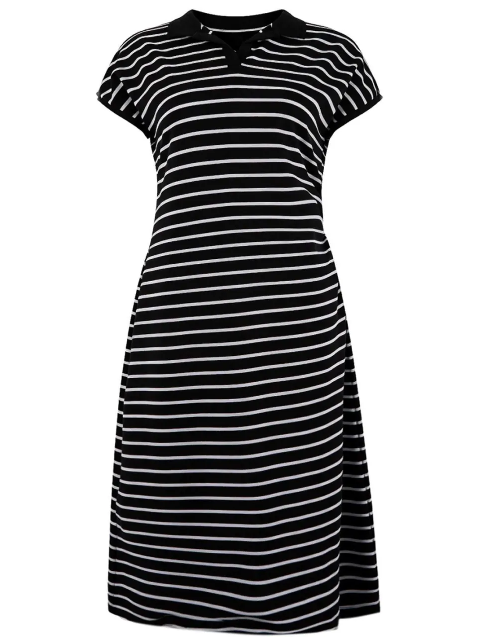 Trendyol Curve Dames Zwart Gestreept Midi Kort Casual A-lijn Grote maten Jurk, foto 2