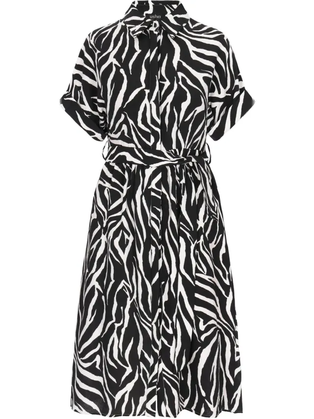 Usha Dress black offwhite