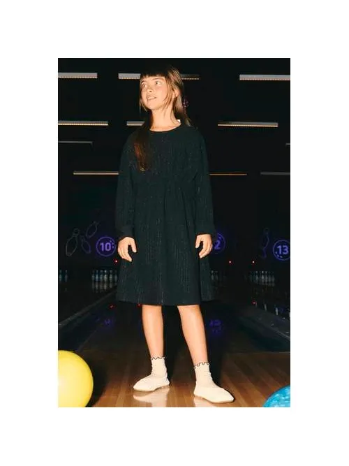 NAME IT KIDS jurk met glitters en krijtstreep - zwart, foto 4
