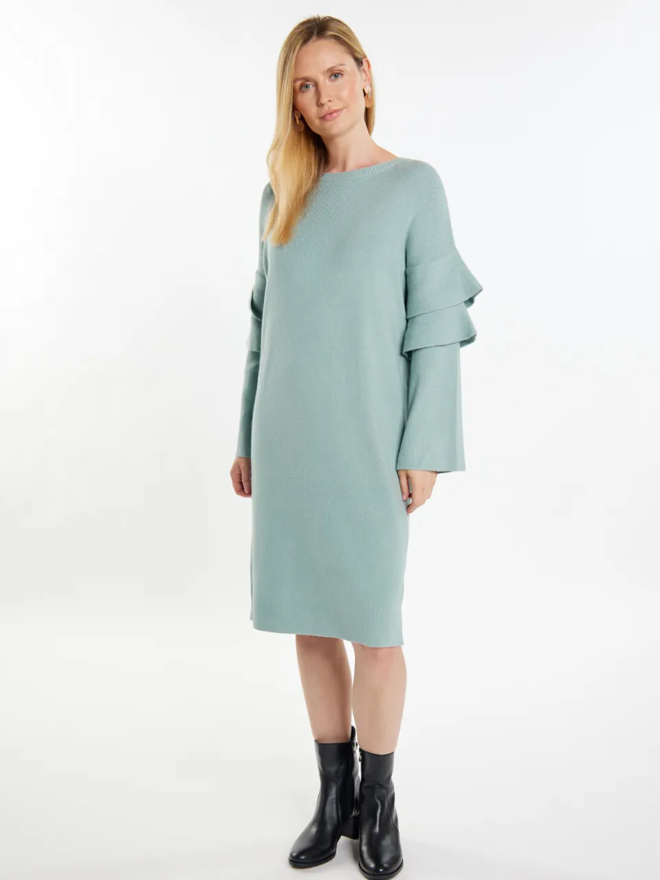 Usha Gebreide jurk Dames munt Mint