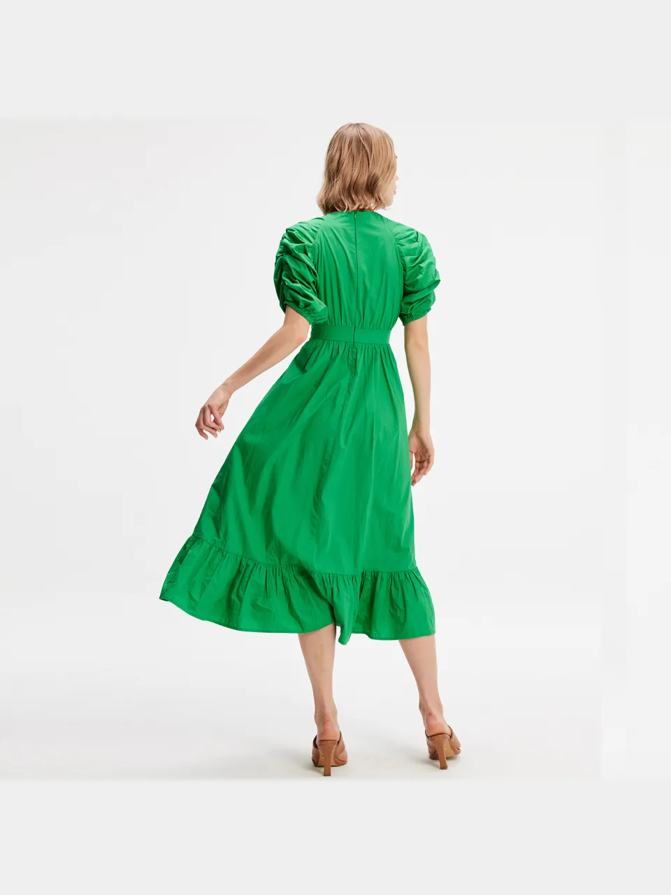 Smart & Joy Trapeze -jurk met gepofte mouwen groen, foto 2