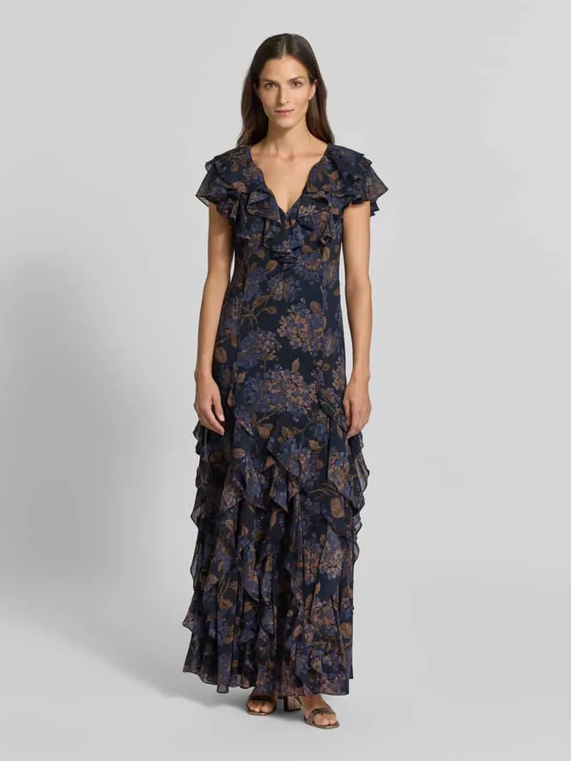 Lauren Ralph Lauren Nauwsluitende avondjurk met ruches Donkerblauw