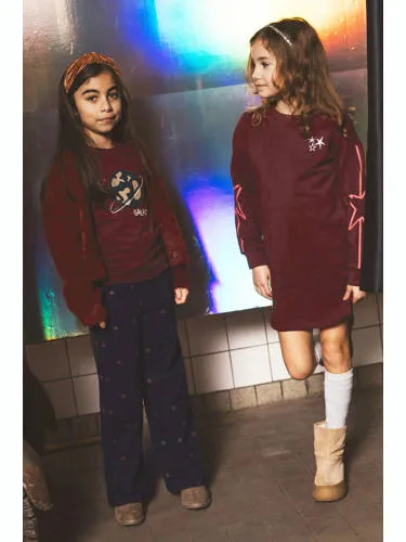 TYGO & vito Daisy midi sweatjurk met sterren donkerrood, foto 3