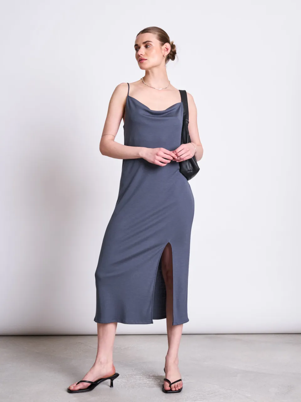 JAN N JUNE dames vegan Midi Jurk Helen Grijs, foto 2