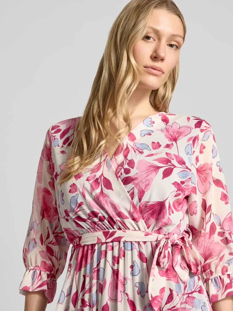 ZABAIONE midi-jurk met strikceintuur model 'Momoo' felroze, foto 3