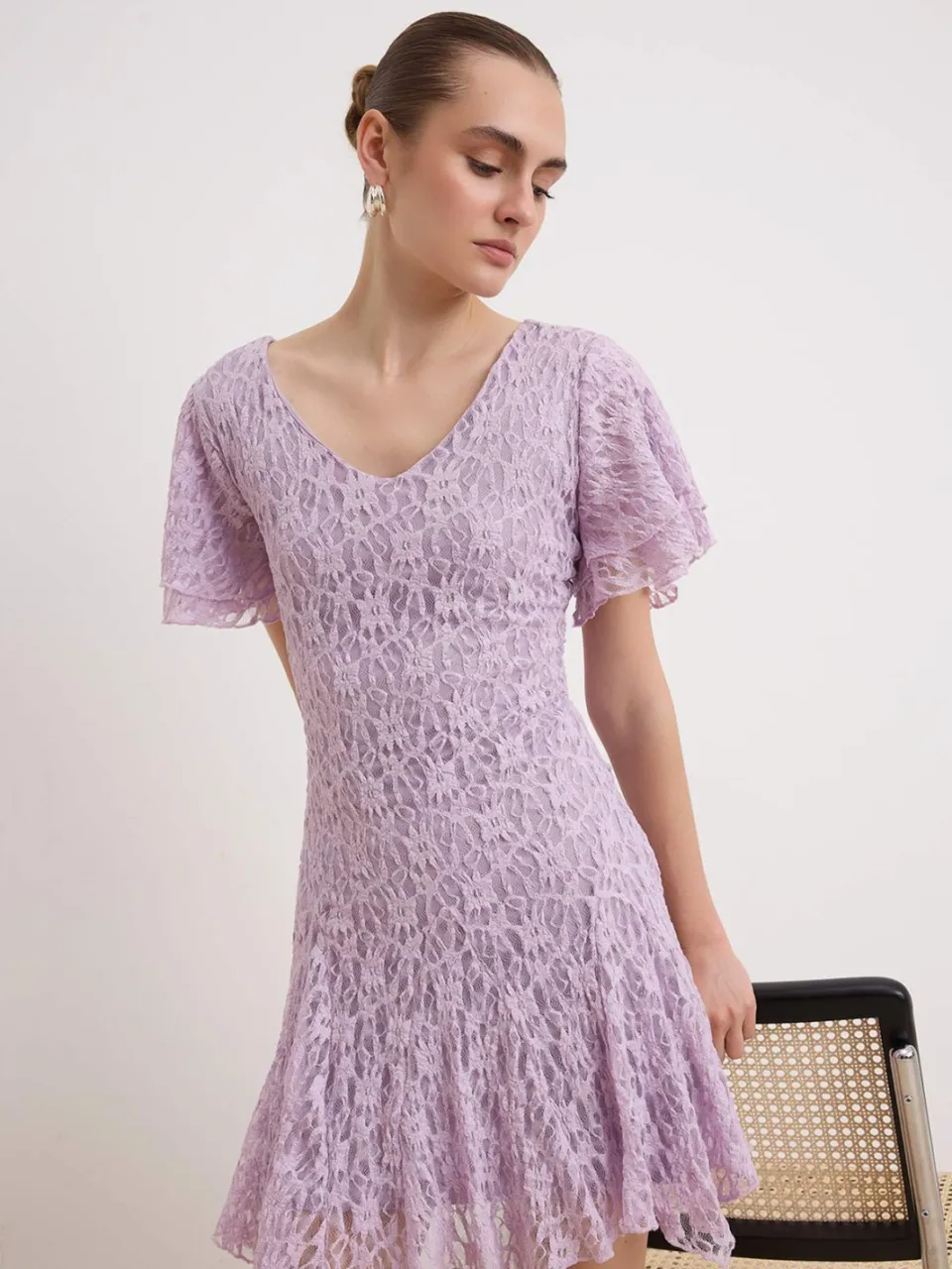 Trendyol TRENDYOLMİLLA Dames Paars Effen Kort / Mini Kort A-lijn Jurken, foto 2