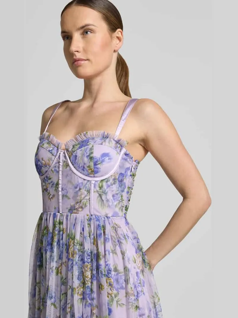 Lace & Beads Cocktailjurk van tule in allover-look lila, foto 4