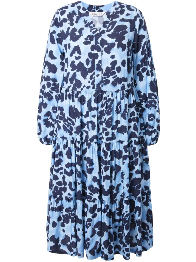Studio Untold Dames - Maxi-jurk A-lijn leo volants - Lichtblauw - Maat 42+