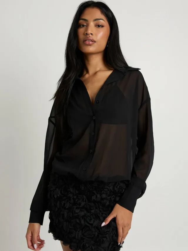 boohoo Dames Roze detail transparante overhemdjurk, foto 2
