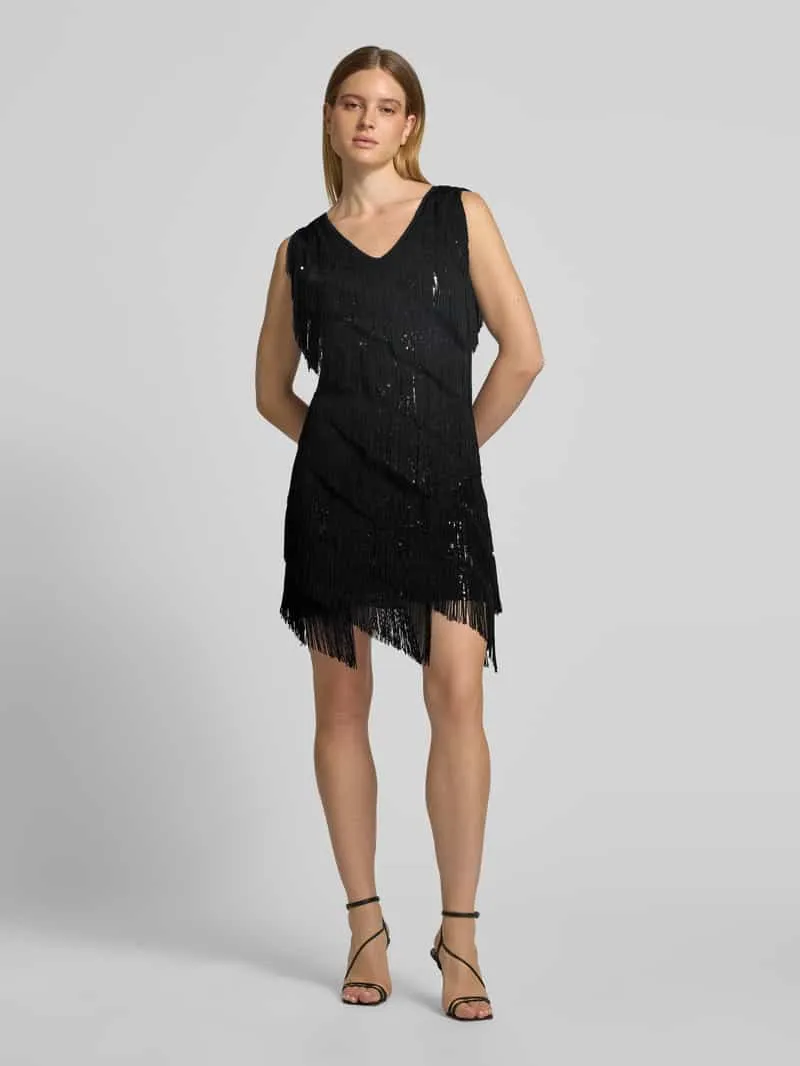 Apricot Mini-jurk met franjes afwerking Zwart
