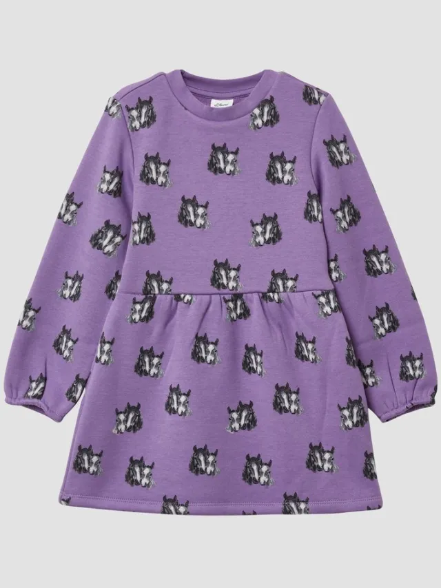 S.Oliver female - Thermische fleecejurk met all-over print lila