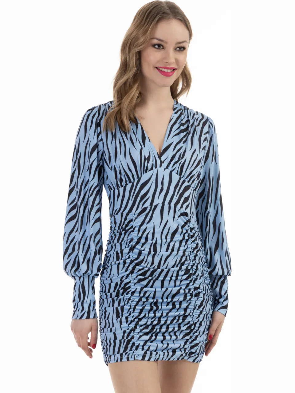 Faina jurk met lange mouwen Blauw