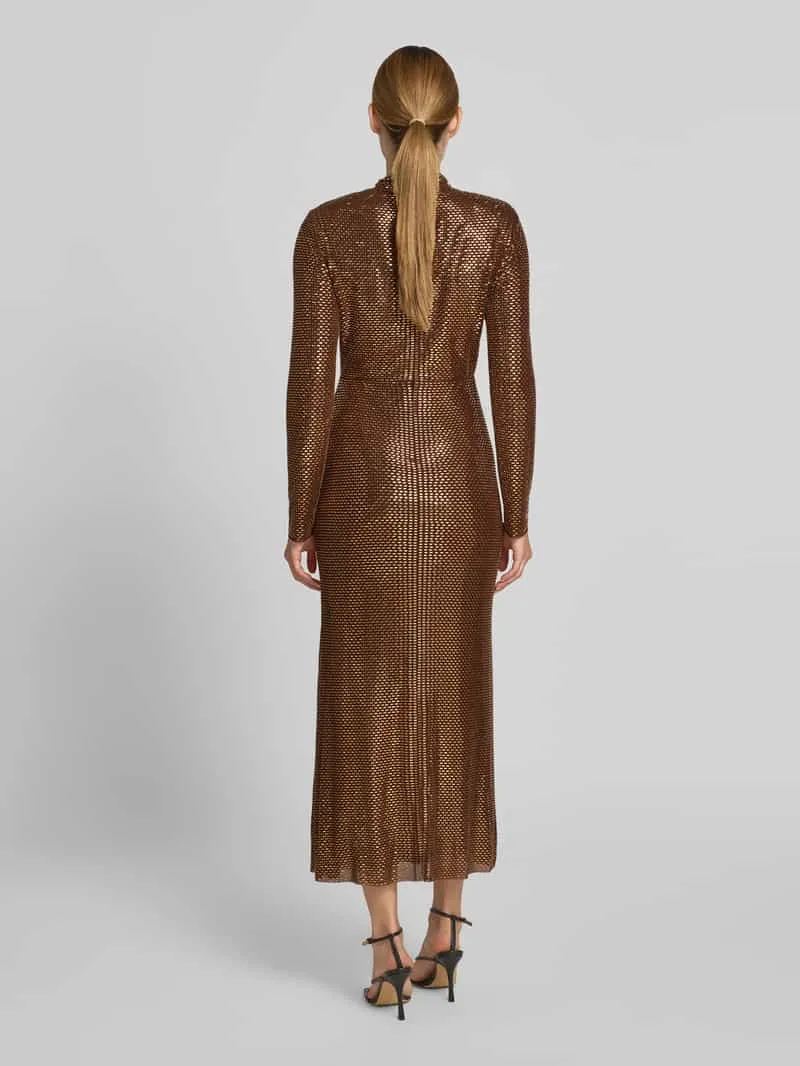 Self-Portrait Maxi-jurk met all-over siersteentjes middenbruin, foto 3