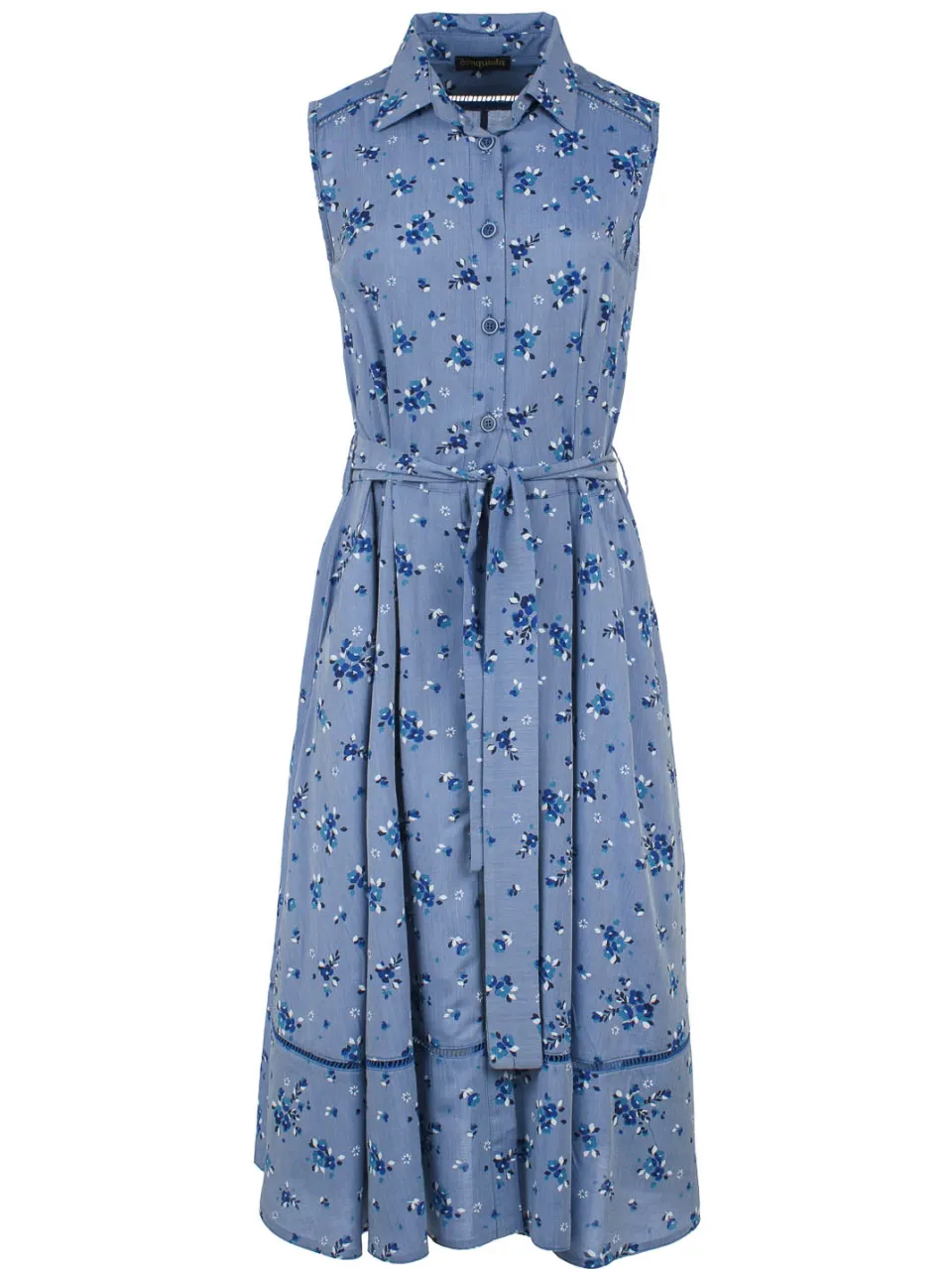 Conquista Indigo bloemen jurk met knoopdetail indigoblauw, foto 2