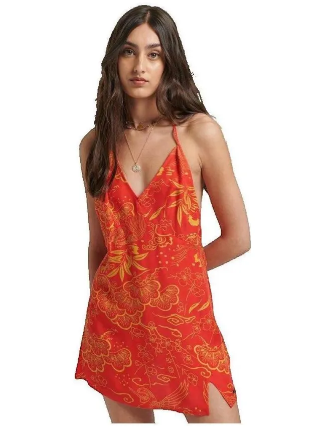 Jurk Superdry Vintage Mini Slip Halter rood