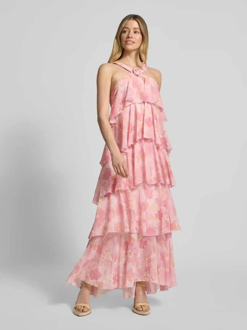Vero Moda Volant avondjurk met V-hals model 'FELICIA' Rosé