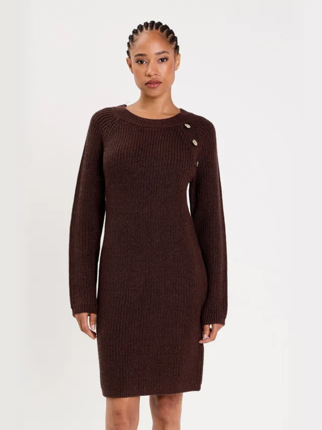 Cache Cache jurk met glitter donkerbruin