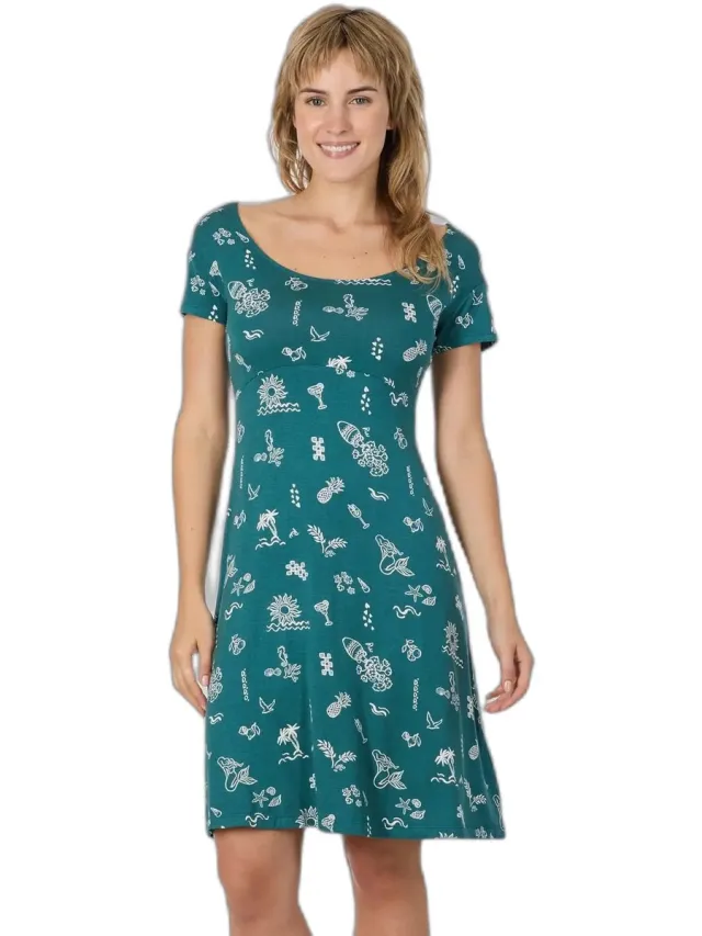 Jurk met opdruk voor vrouwen Ragwear Lunngo oceaangroen