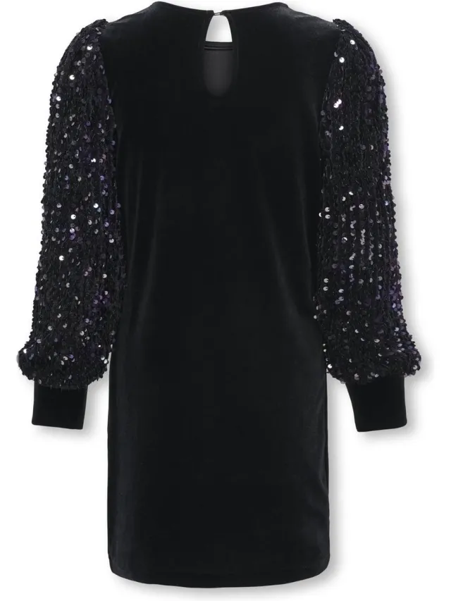Only Kids ONLY winter jurk meisjes - zwart - KogConfidence - tight fit, pailletten