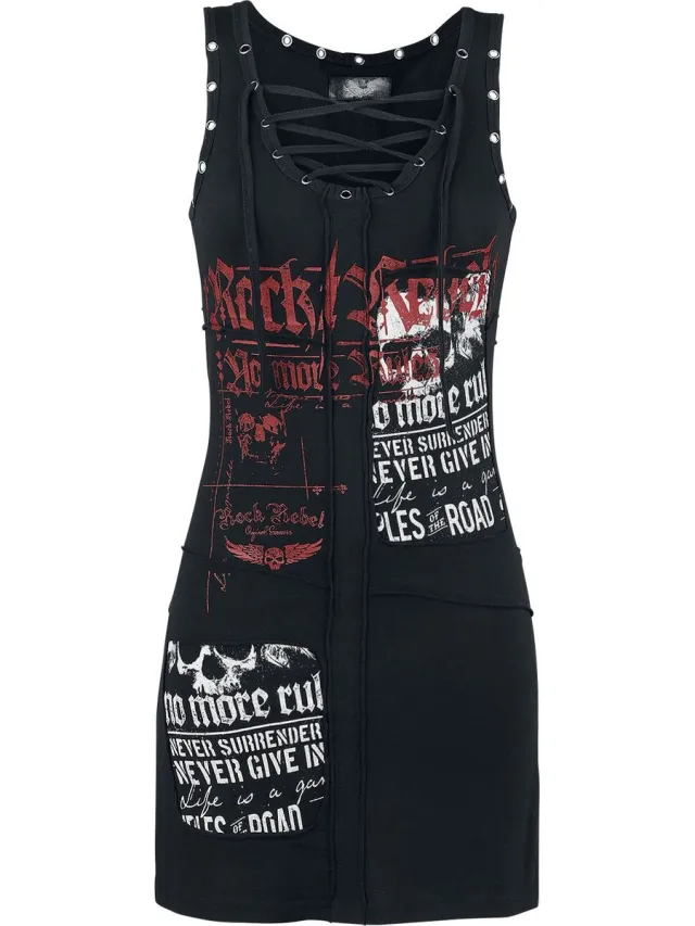 Rock Rebel by EMP Zwart rock jurkje met vetersluiting - Dames