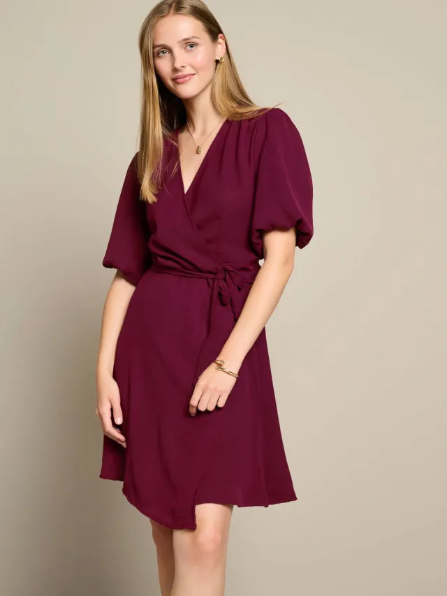 LOLALIZA viscose zomerjurk - donkerrood