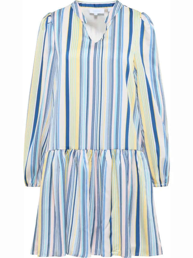 Usha Midi-jurk met strepen qisha Blauw Geel Veelkleurig