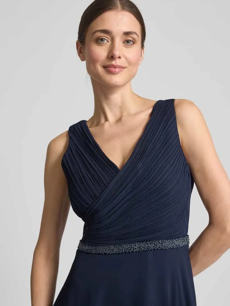 Vera Mont Avondjurk met taillepas donkerblauw, foto 4