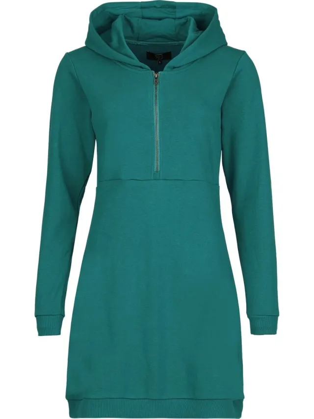 R.E.D. ROCK-ENGINEERED DESIGN Turquoise jurk met capuchon en lange mouwen - Dames turkoois