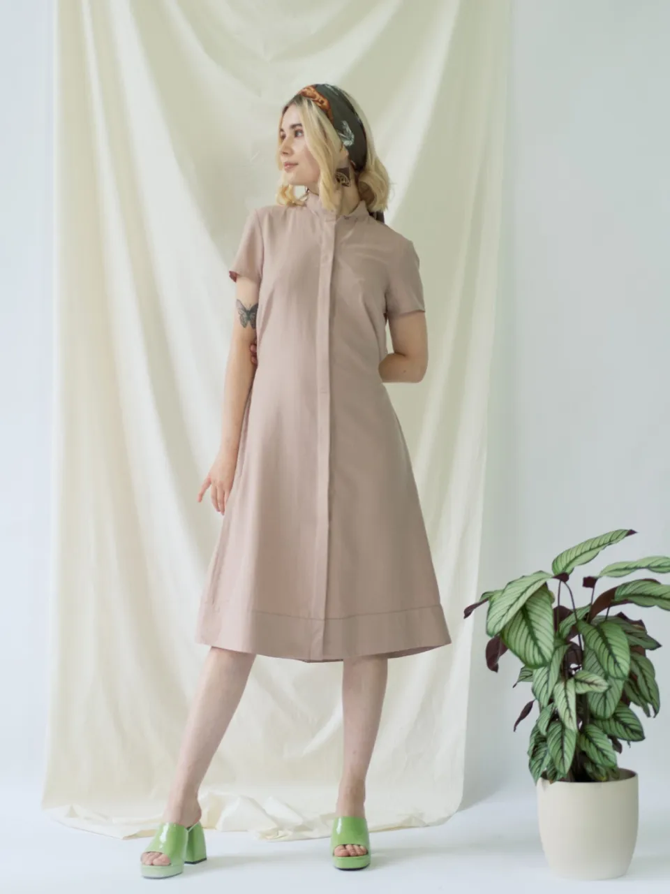 AYANI dames vegan Blousejurk Korte Mouwen Melanie Roze Lichtroze