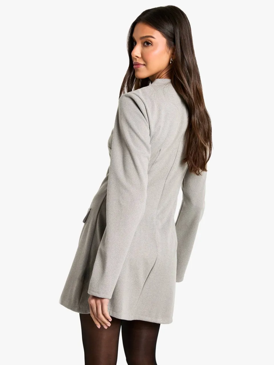 boohoo Dames Tailored Long Sleeve A Line Mini Dress taupe, foto 3