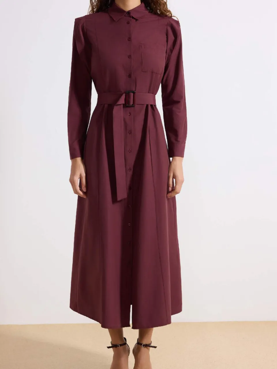 Trendyol Modest Dames Paars Effen Maxi Lang Casual Skater Modest Jurken, foto 2