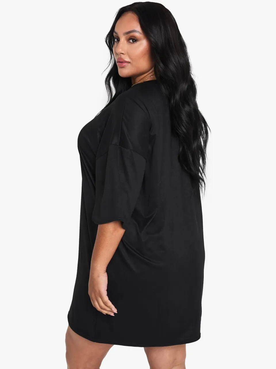 boohoo Dames PLUS T-SHIRT MINijURK zwart, foto 2